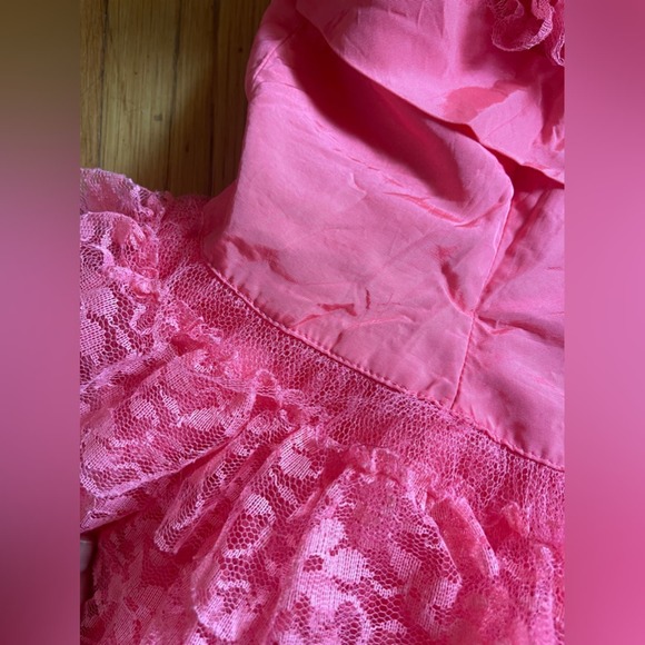 50s Vintage Hot Pink Tulle and Lace Cupcake Dress with Shelf Bust - Picture 5 of 16